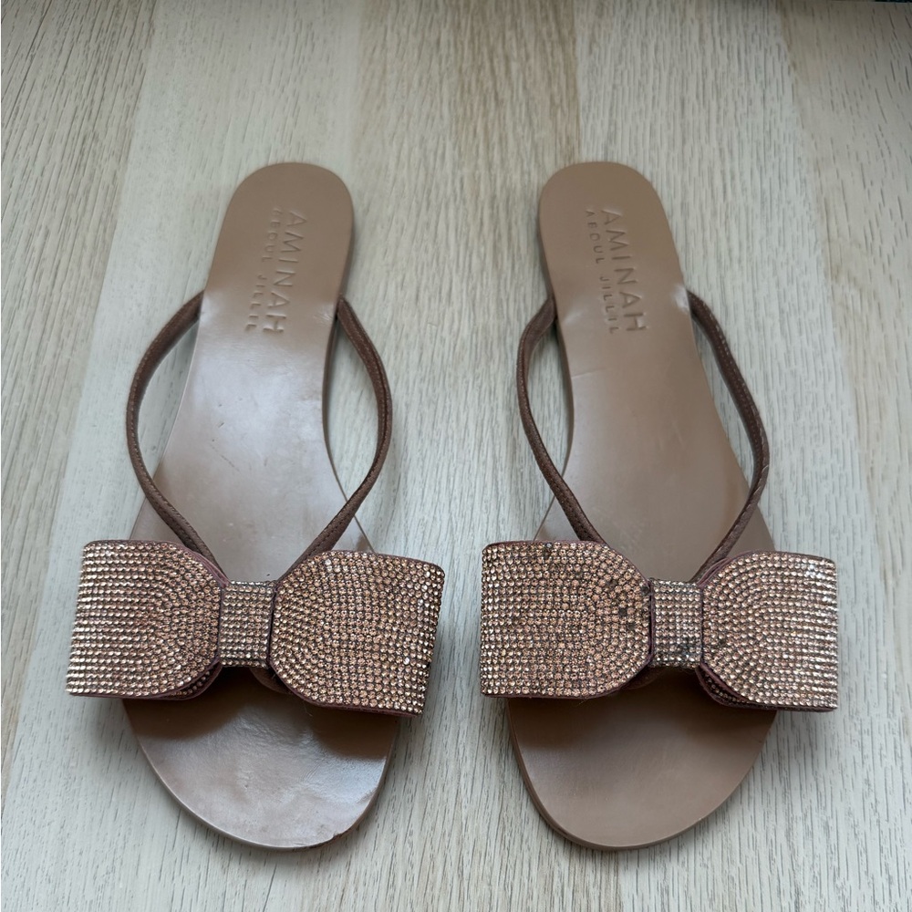Aminah Abdul Jillil Crystal Flip Flop Sandals - Picture 3 of 7